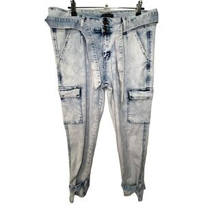 Pink Label Denim Blue Skinny Jeans With Extra Pockets And Belt